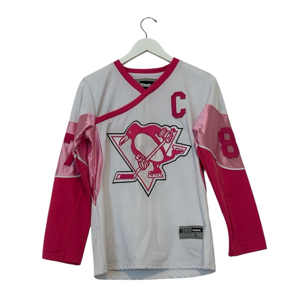 Crosby Pink and White Women's Pittsburgh Penguins Jersey authentic